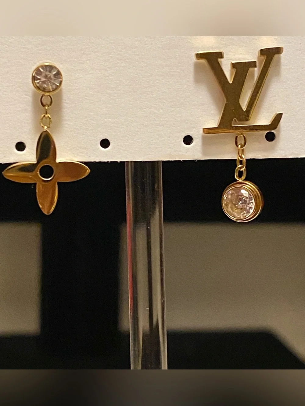 Fashion Jewelry 14K Gold-Plated L- Luxury Crystal Drop Earrings